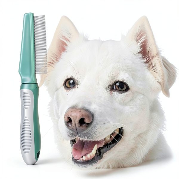 FIRSAL Dog Flea Comb Stainless Steel Teeth Anti Slip Handle-3