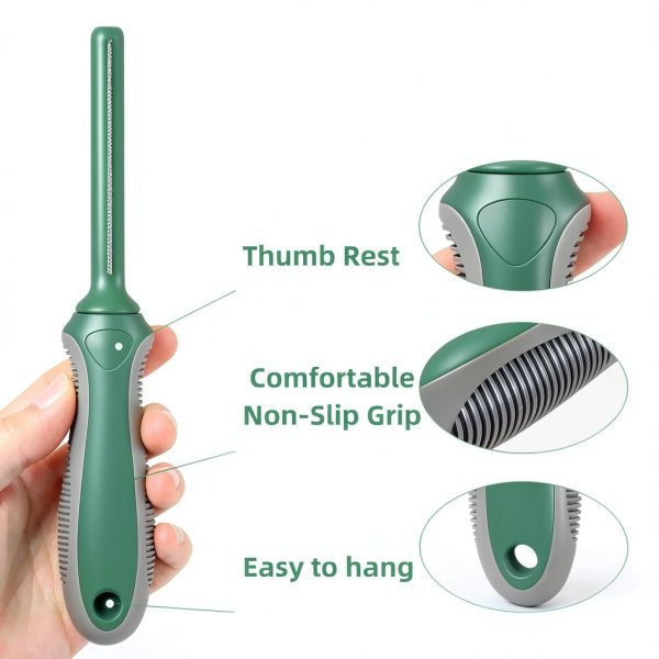 FIRSAL Dog Flea Comb Stainless Steel Teeth Anti Slip Handle-1