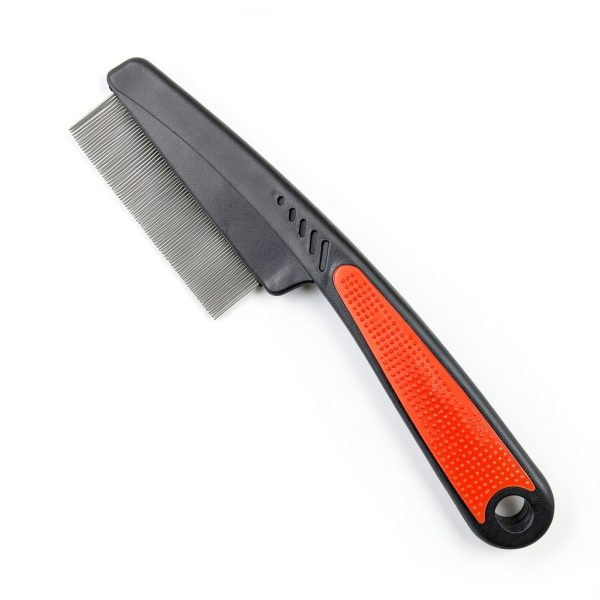 Yumflan Flea Comb Metal Teeth Anti Slip Handle Pet Grooming-2