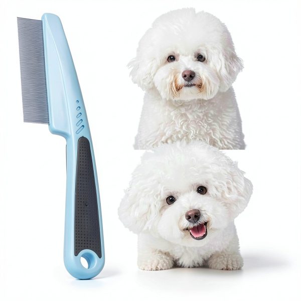 Arbootjin Dog Flea Comb Stainless Steel Anti Slip Handle-4