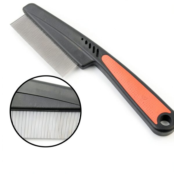 Yumflan Flea Comb Metal Teeth Anti Slip Handle Pet Grooming-1