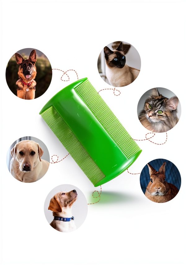 Hsathoac Pet Flea Comb Stainless Steel Teeth Grooming Tool-3