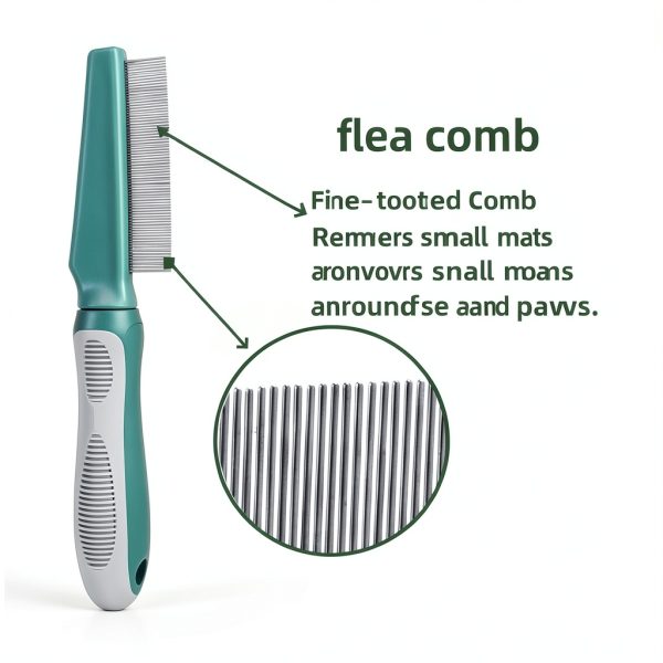 FIRSAL Dog Flea Comb Stainless Steel Teeth Anti Slip Handle-2