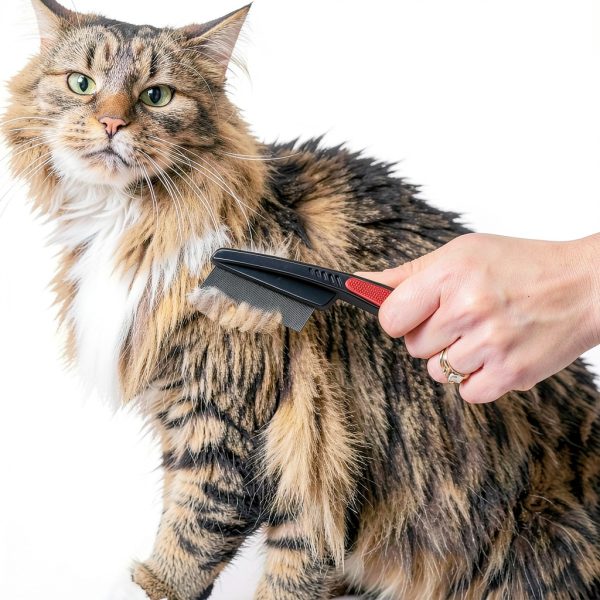 Yumflan Flea Comb Metal Teeth Anti Slip Handle Pet Grooming-5
