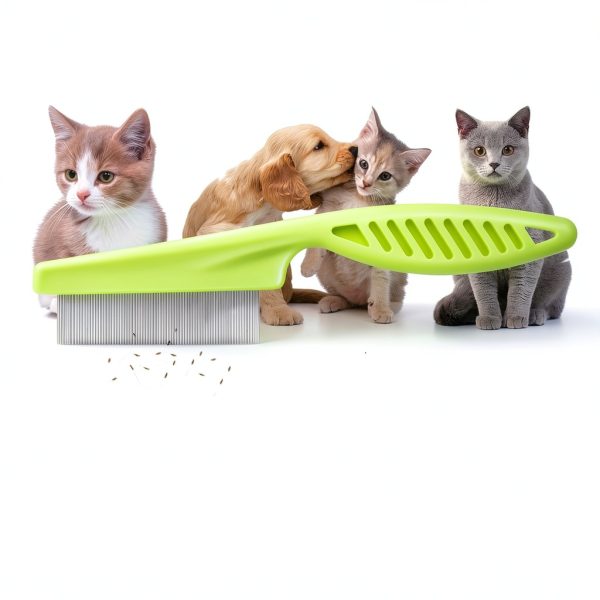 Lamoutor Pet Flea Comb Stainless Steel Fine Teeth Dogs Cats-1