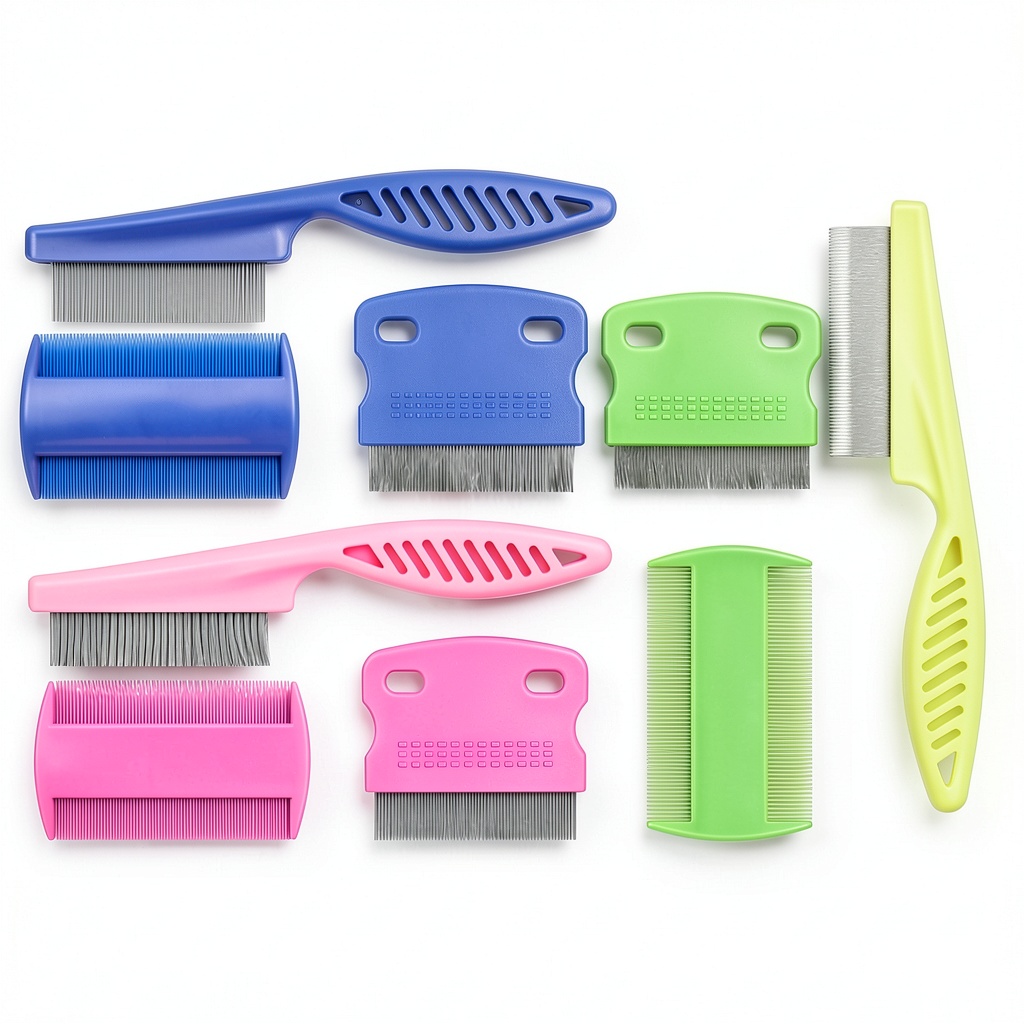 'Hsathoac Pet Flea Comb in use on a dog's fur'
