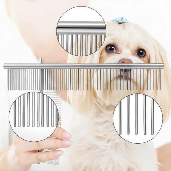 Lamoutor Pet Flea Comb Stainless Steel Fine Teeth Dogs Cats-3