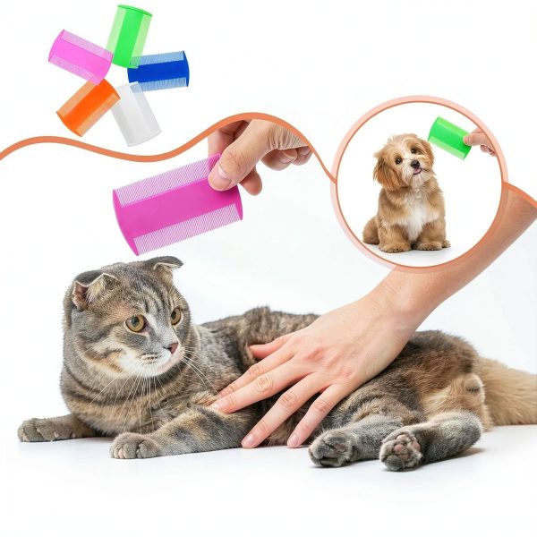 JOUTYFOR Flea Comb for Dogs Cats Fine Teeth Plastic Colors-6