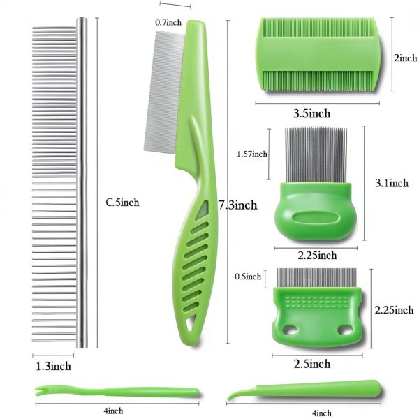 Lamoutor Pet Flea Comb Stainless Steel Fine Teeth Dogs Cats-2