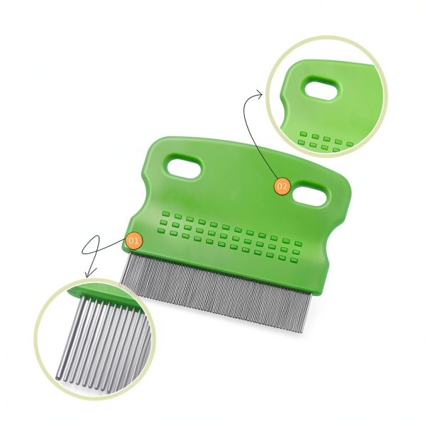 Arbootjin Dog Flea Comb Stainless Steel Anti Slip Handle-2