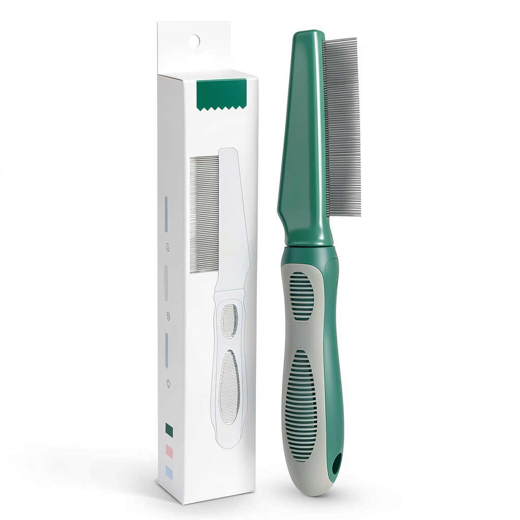 Using FIRSAL dog flea comb on a pet's coat