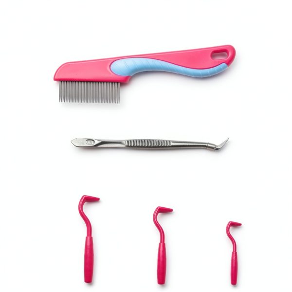 Waxxy Tick Remover Pet Flea Comb Tweezer Set Pink Silver-1
