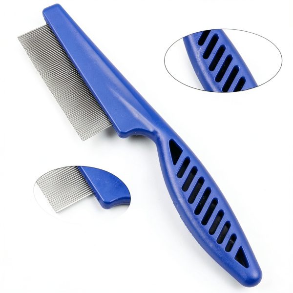 Hsathoac Pet Flea Comb Stainless Steel Teeth Grooming Tool-2
