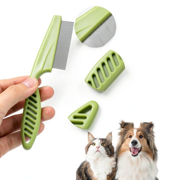 Cat Flea Comb SiliFine Stainless Steel Ergonomic-2
