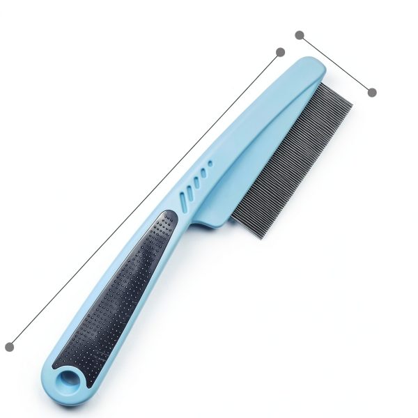 lltgmv Pet Flea Comb Metal Teeth Anti Slip Handle Grip-1