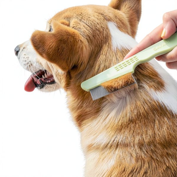 Safari Dog Flea Comb Double Row Metal Design-2