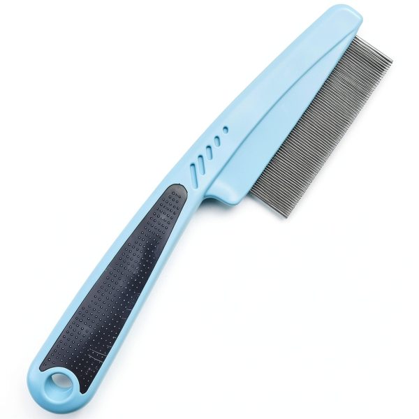 lltgmv Pet Flea Comb Metal Teeth Anti Slip Handle Grip-0