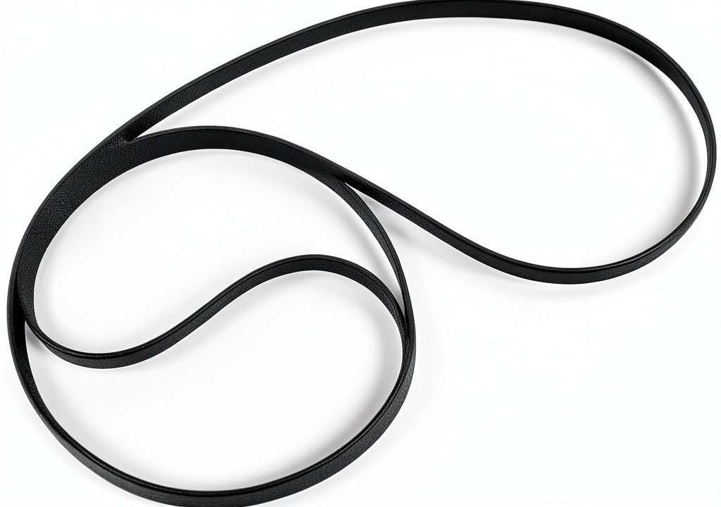 Close‑up of rubber turntable belt on a DJ turntable