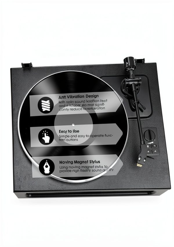 WOCKODER HQ-KZ018 Belt Drive Turntable with Built-in HiFi Speakers-2