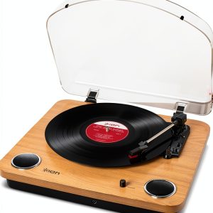 ION Audio Max LP Turntable Wood Built‑In Speakers 3 Speed Vinyl Player-0