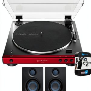 Audio-Technica AT-LP60XBT-RD Bluetooth Belt-Drive Turntable Red Black-0
