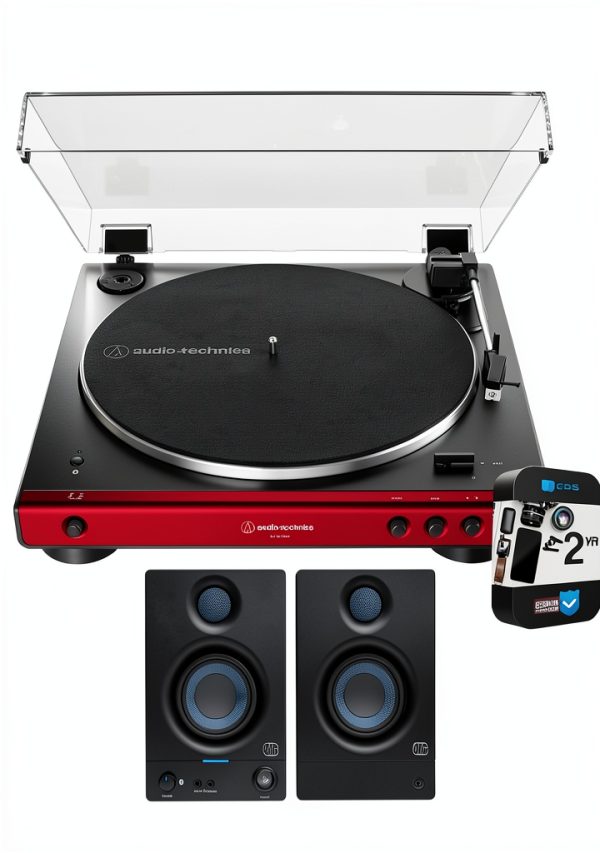 Audio-Technica AT-LP60XBT-RD Bluetooth Belt-Drive Turntable Red Black-0