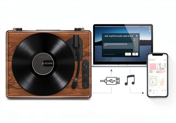 Ion Audio Luxe LP Turntable with Built‑In Stereo Speakers Bluetooth-5