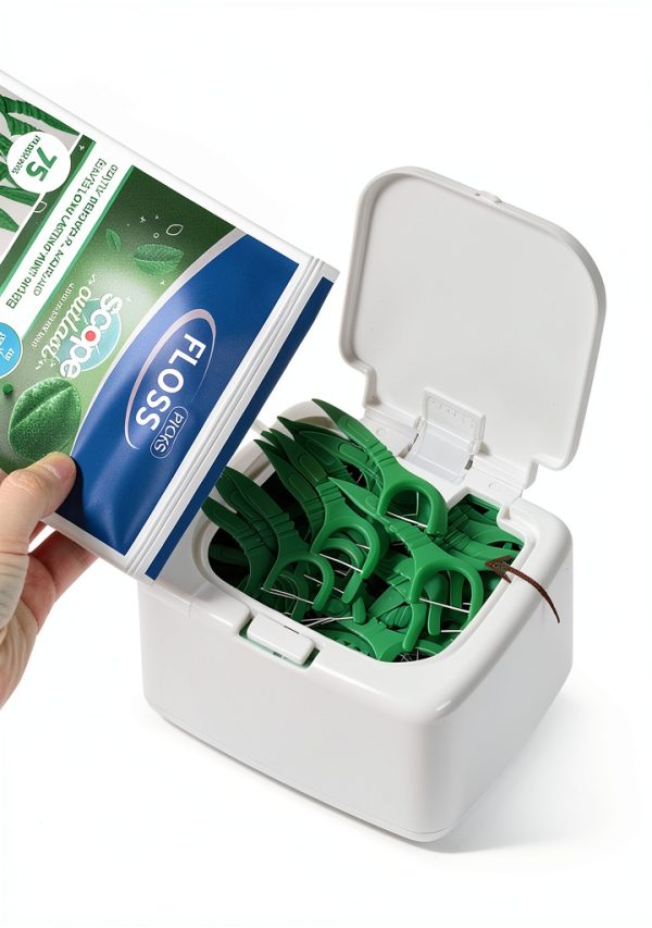 Dental Floss Pick Dispenser by Howison – Press‑Flip Lid, Easy Refill-2