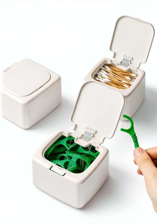 Dental Floss Pick Dispenser by Howison – Press‑Flip Lid, Easy Refill-3