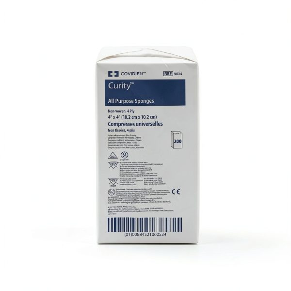 Covidien 9024 Curity Non-Woven All-Purpose Sponge, Non-Sterile, 4" W x 4" D 4-Ply, (Pack of 200)-1